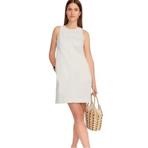 J.Crew Re-Imagined White Denim Shift Dress 100% Cotton Size 8